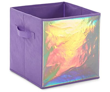 Heritage Kids Holographic Collapsible Storage Cube, 10"x10" , Purple