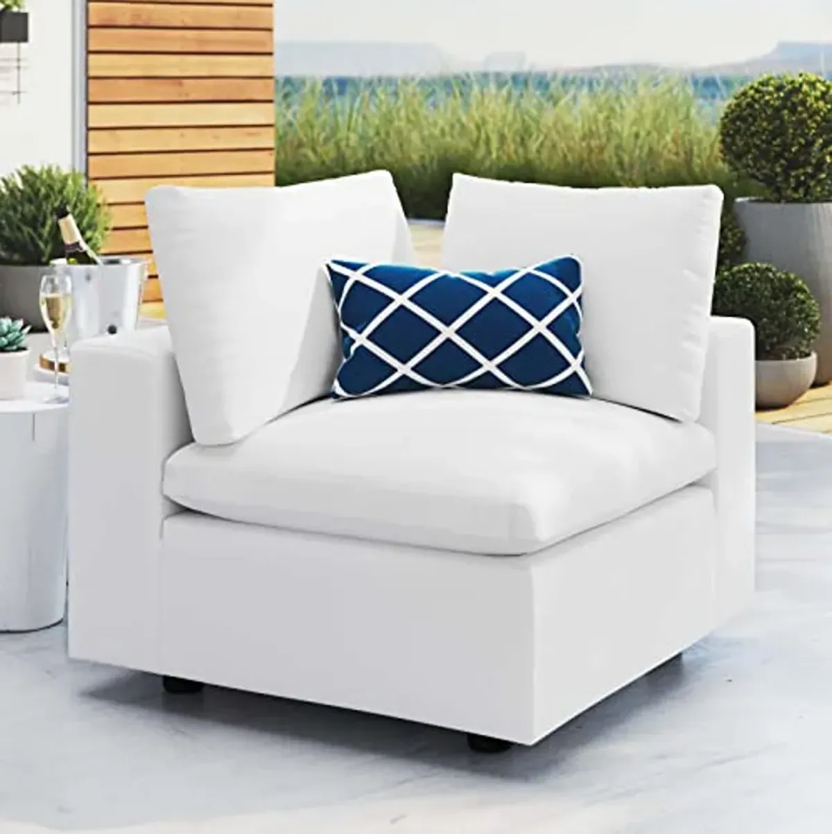 Modway Commix Outdoor Patio Sunbrella® Sectional Sofa Corner Chair in White