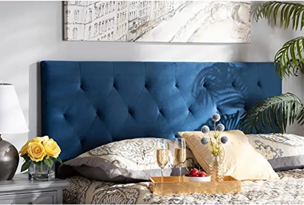 Baxton Studio Felix Modern and Contemporary Navy Blue Velvet Fabric Upholstered King Size Headboard