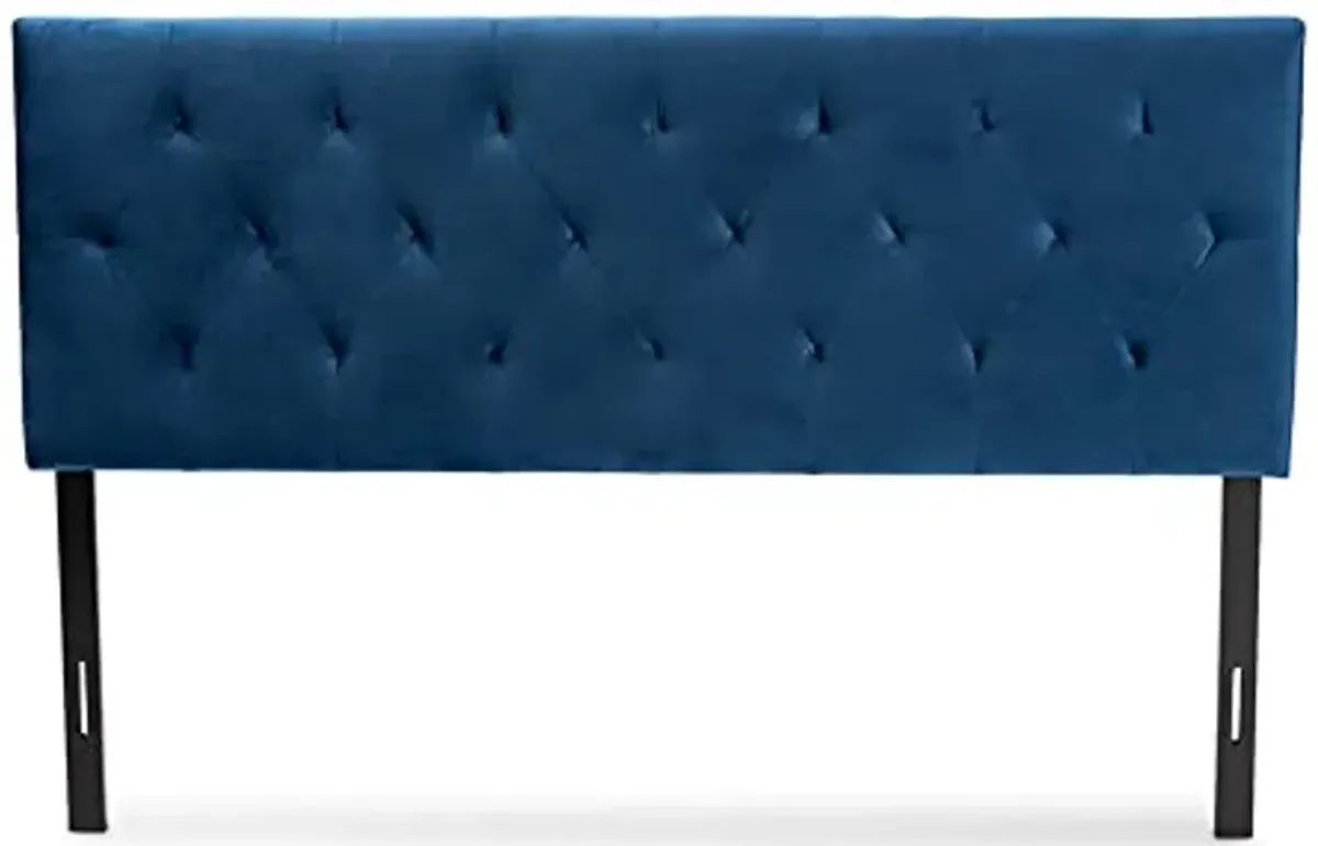 Baxton Studio Felix Modern and Contemporary Navy Blue Velvet Fabric Upholstered King Size Headboard