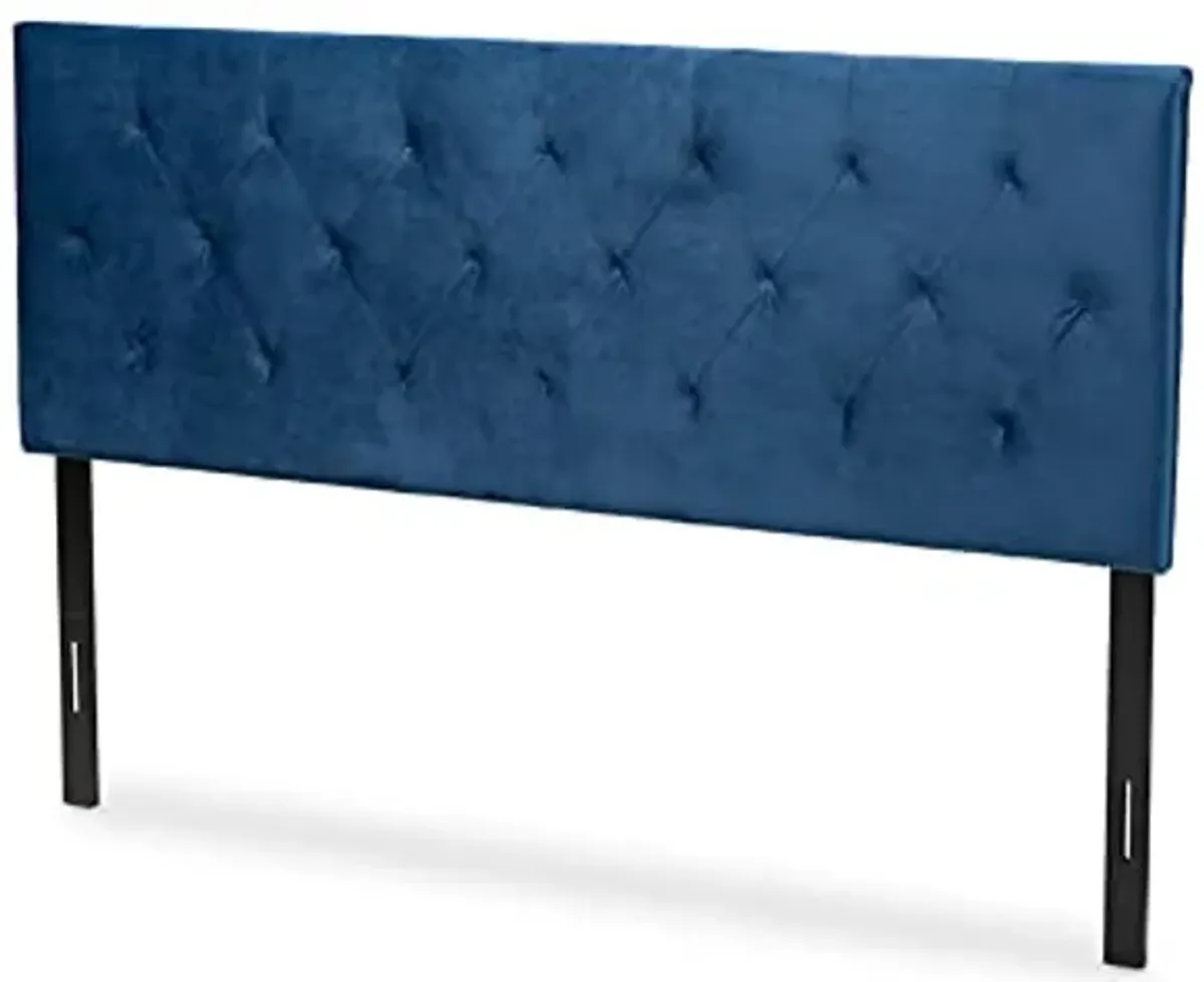 Baxton Studio Felix Modern and Contemporary Navy Blue Velvet Fabric Upholstered King Size Headboard