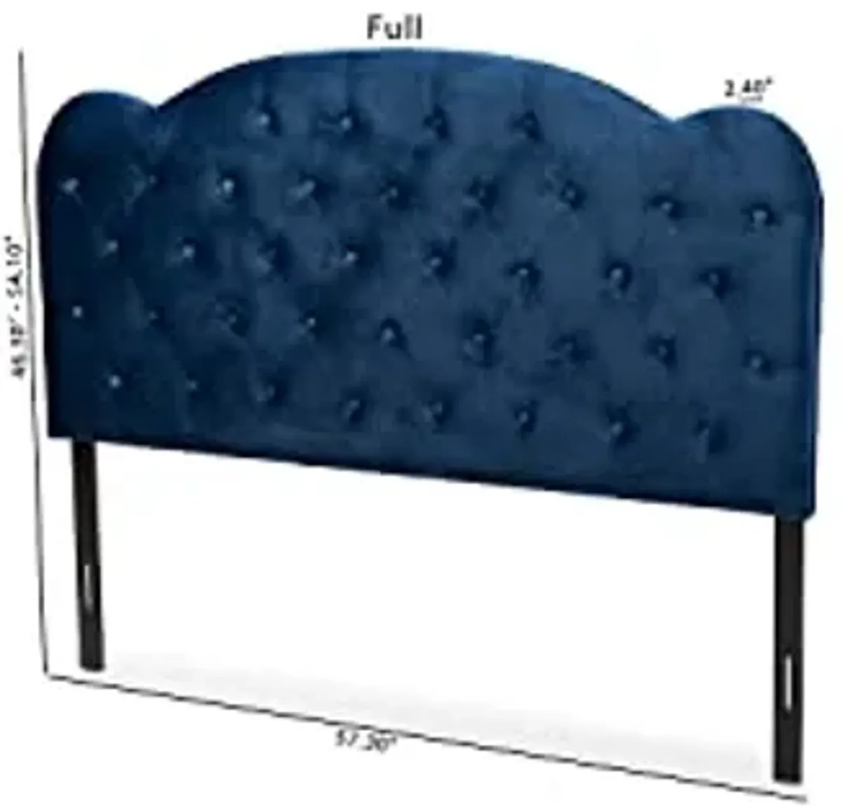 Baxton Studio Clovis Modern and Contemporary Navy Blue Velvet Fabric Upholstered King Size Headboard