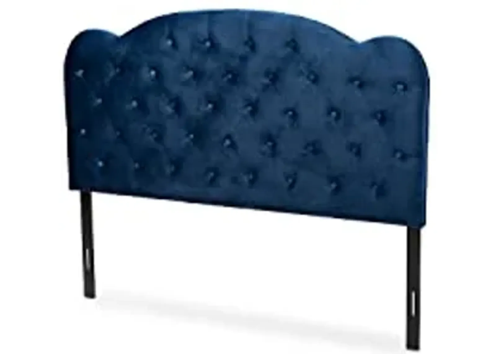 Baxton Studio Clovis Modern and Contemporary Navy Blue Velvet Fabric Upholstered King Size Headboard