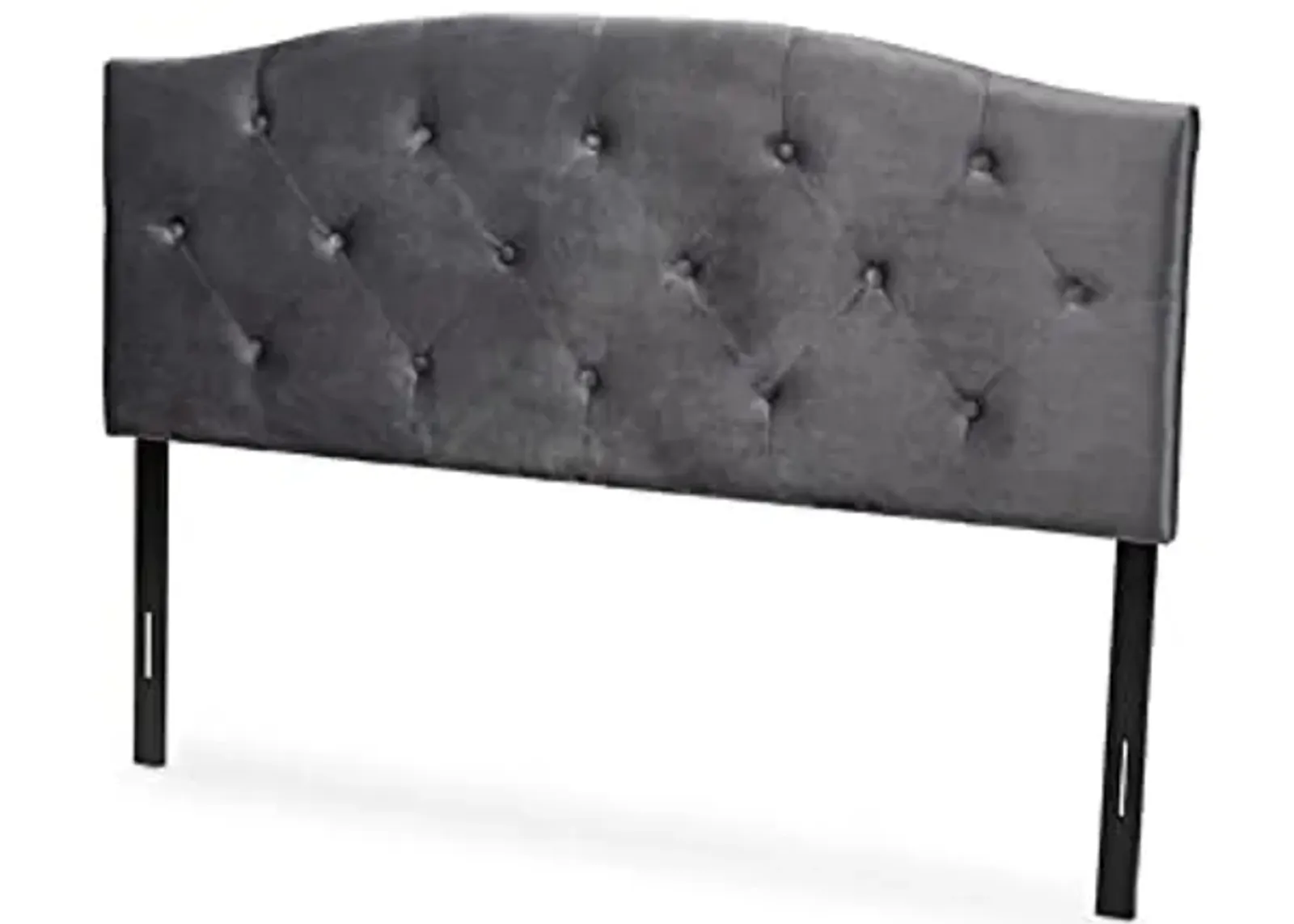 Baxton Studio Leone Grey Velvet Fabric Upholstered Full Size Headboard, Grey/Dark Brown