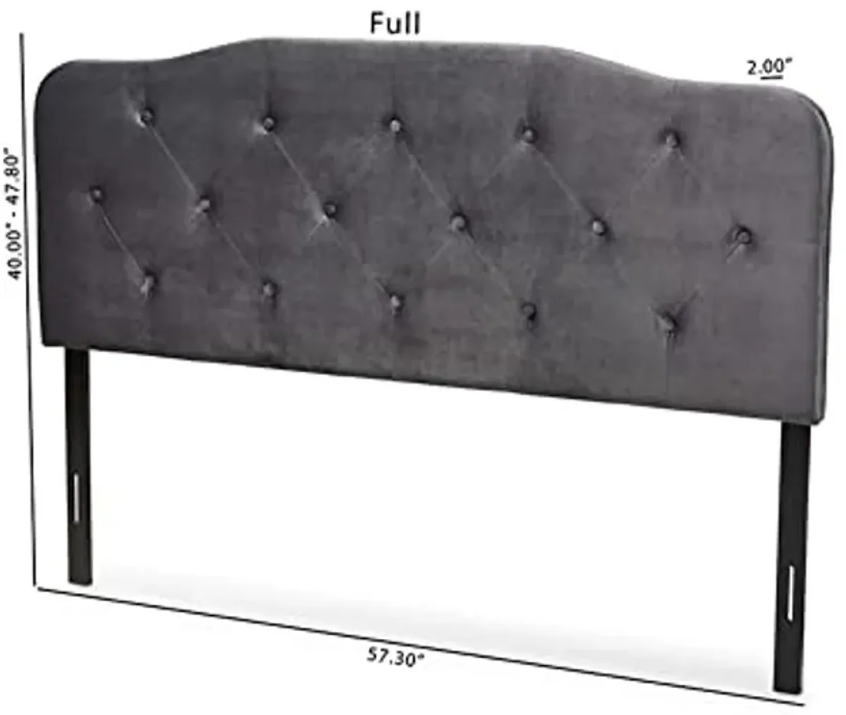 Baxton Studio Gregory Modern and Contemporary Grey Velvet Fabric Upholstered Queen Size Headboard