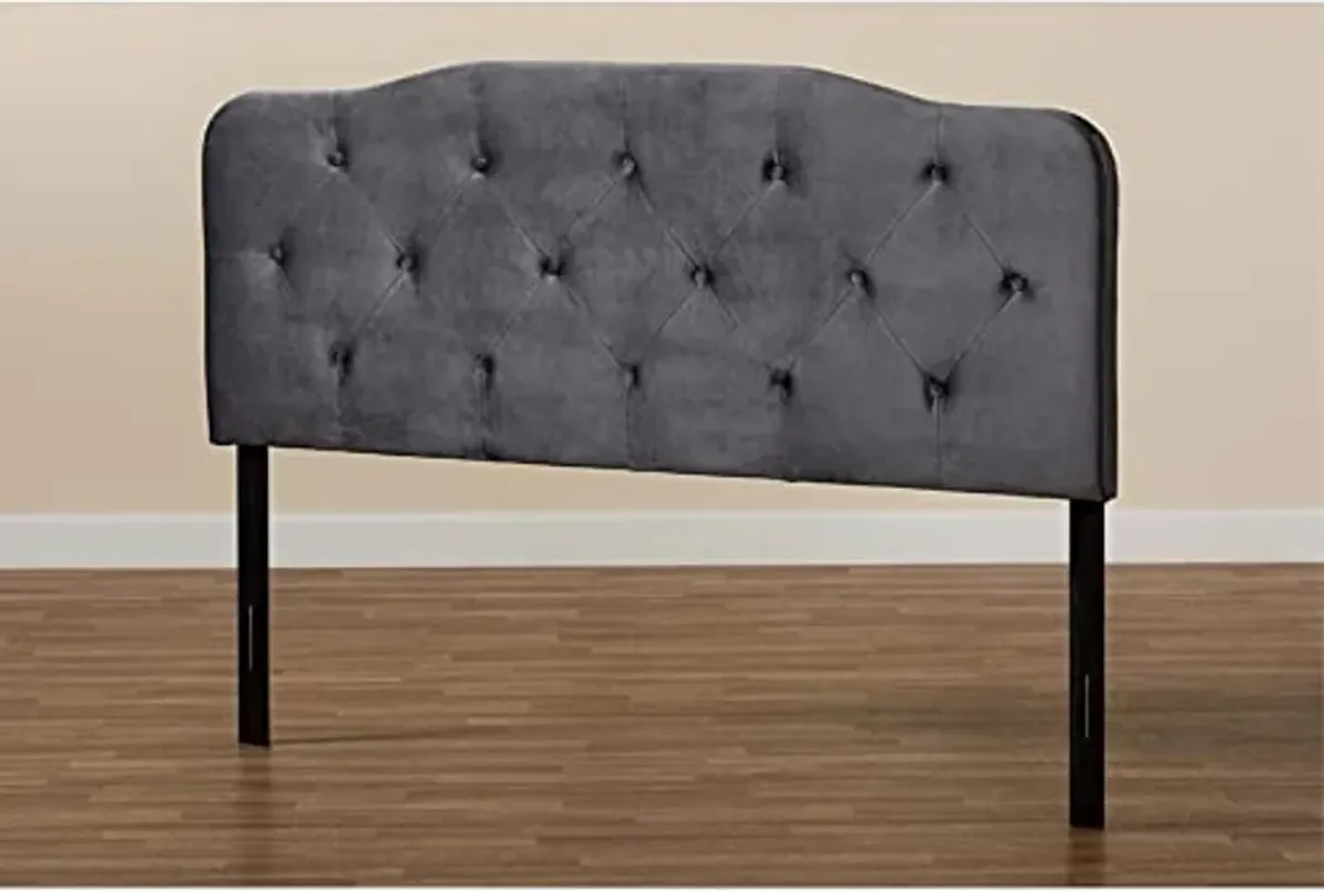 Baxton Studio Gregory Modern and Contemporary Grey Velvet Fabric Upholstered Queen Size Headboard