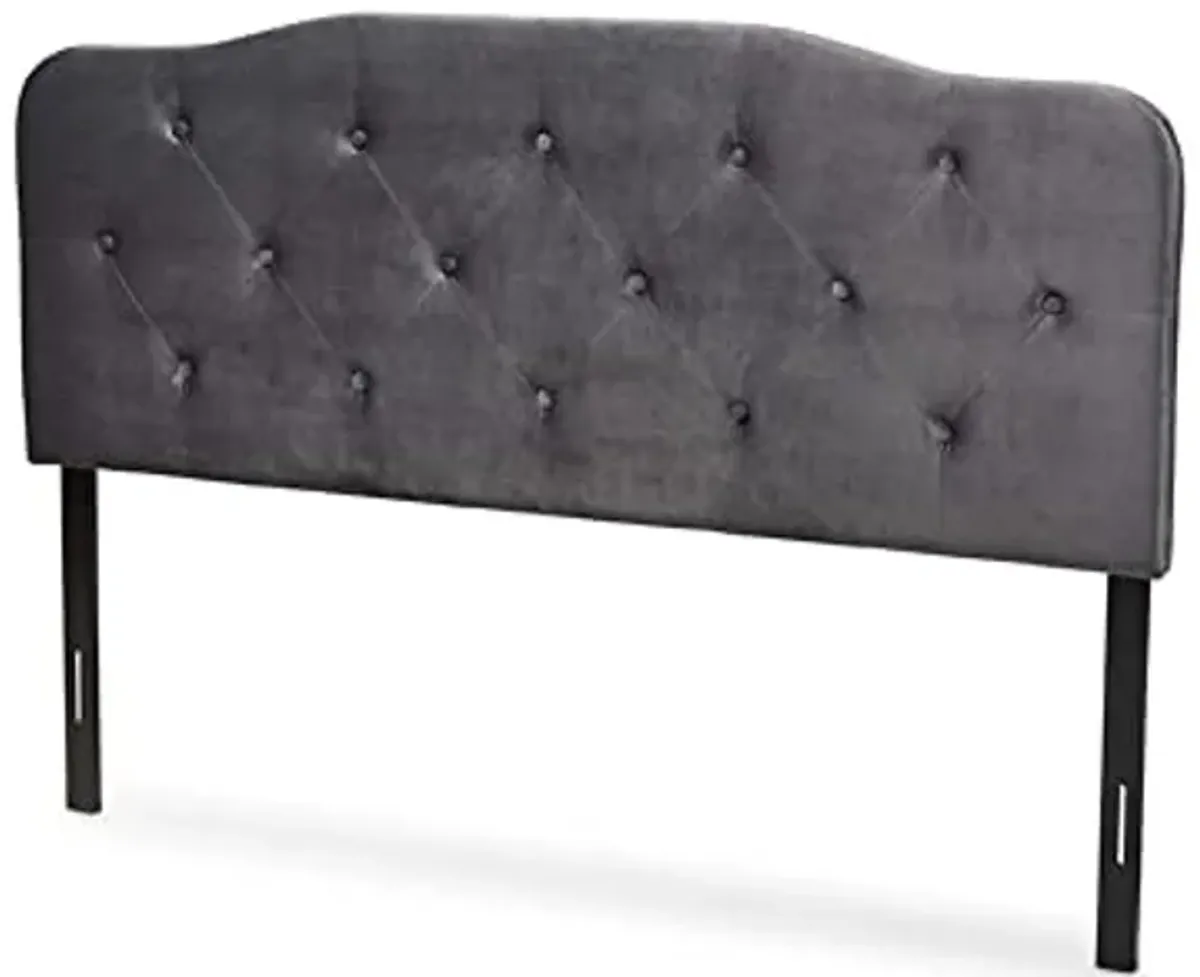 Baxton Studio Gregory Modern and Contemporary Grey Velvet Fabric Upholstered Queen Size Headboard