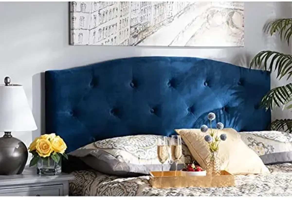 Baxton Studio Leone Modern and Contemporary Navy Blue Velvet Fabric Upholstered King Size Headboard