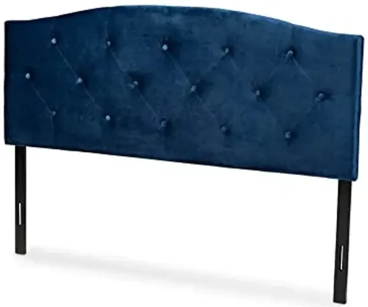 Baxton Studio Leone Modern and Contemporary Navy Blue Velvet Fabric Upholstered King Size Headboard