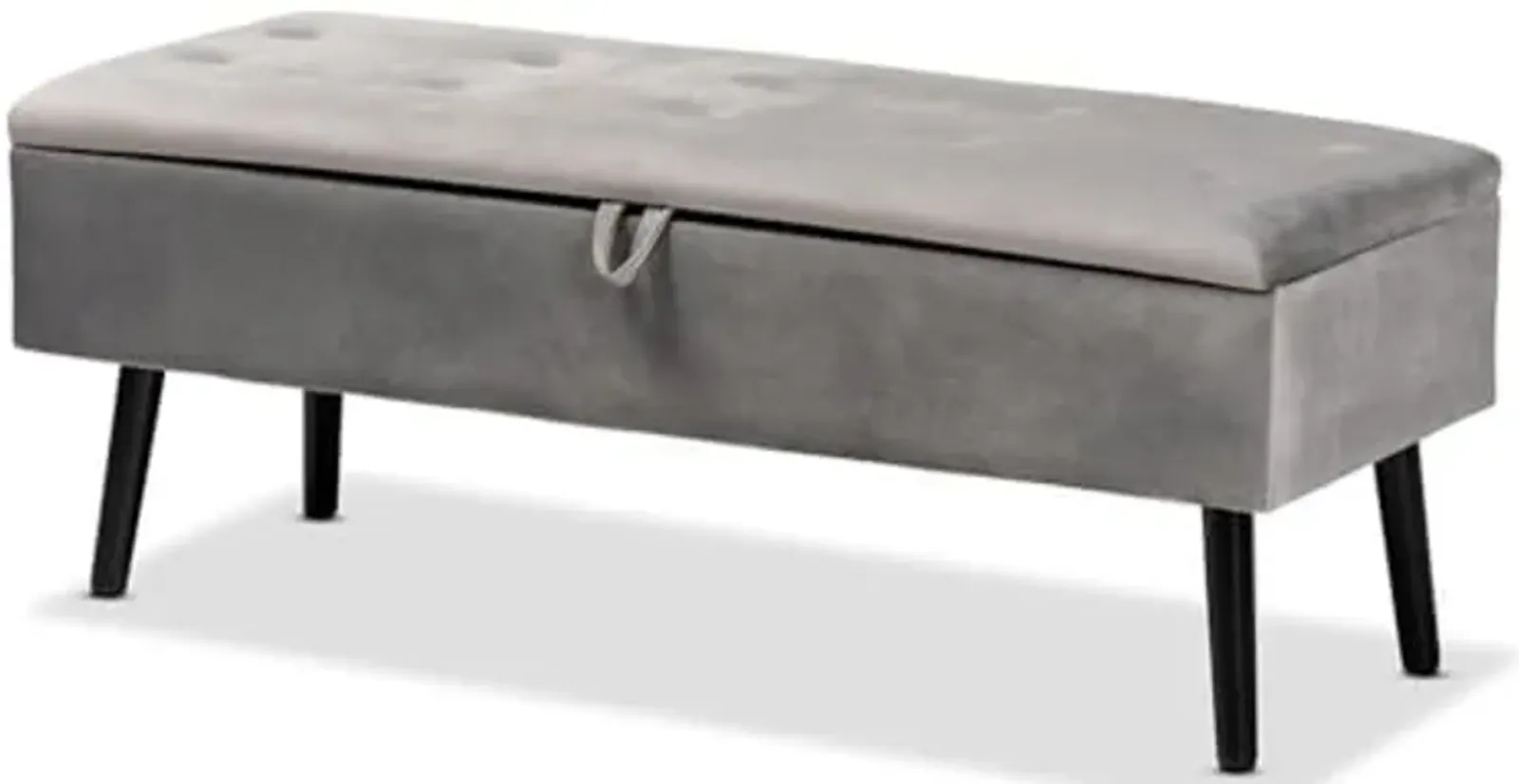 Baxton Studio Caine Modern and Contemporary Grey Velvet Fabric Upholstered and Dark Brown Finished Wood Storage Bench