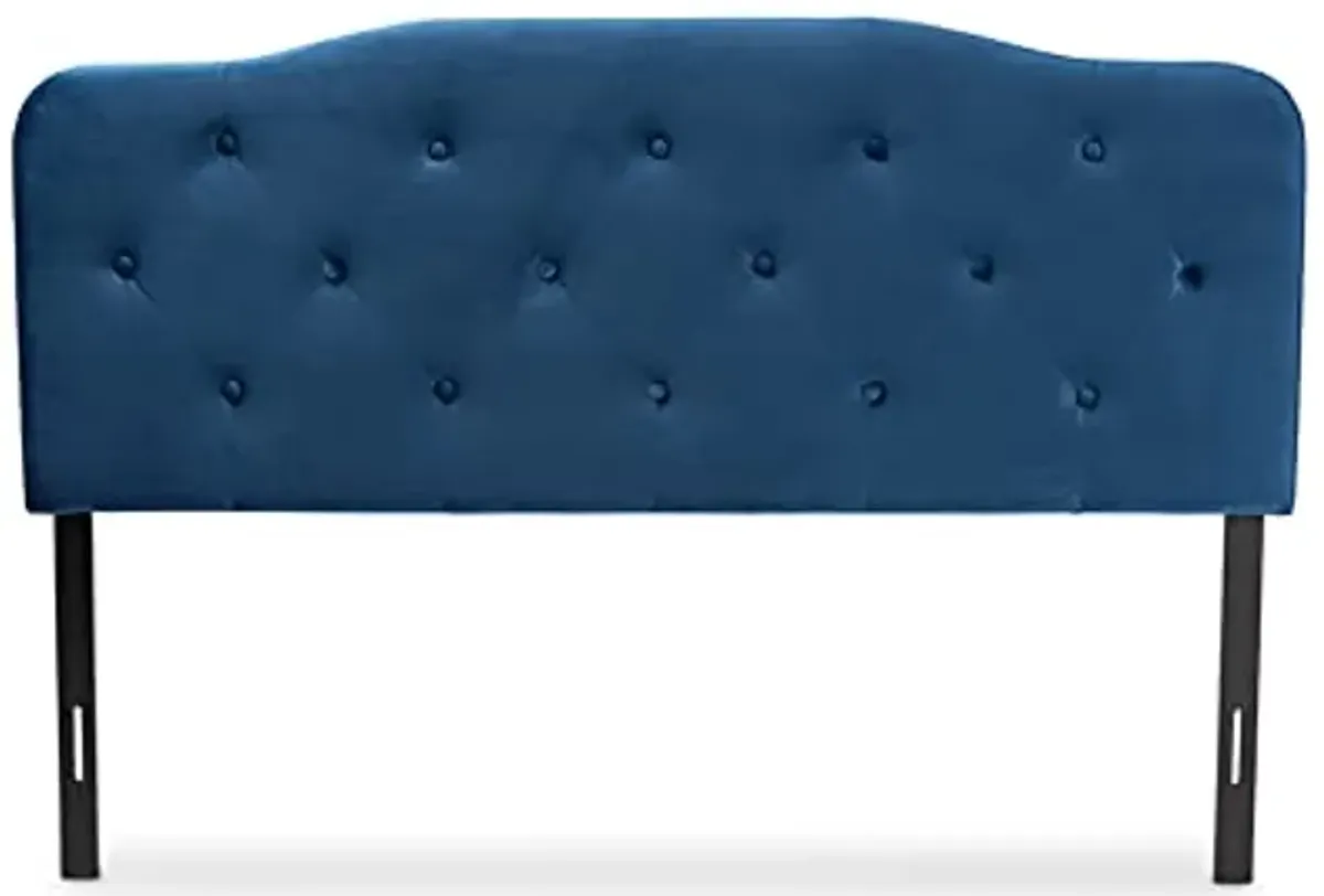 Baxton Studio Gregory Modern and Contemporary Navy Blue Velvet Fabric Upholstered King Size Headboard