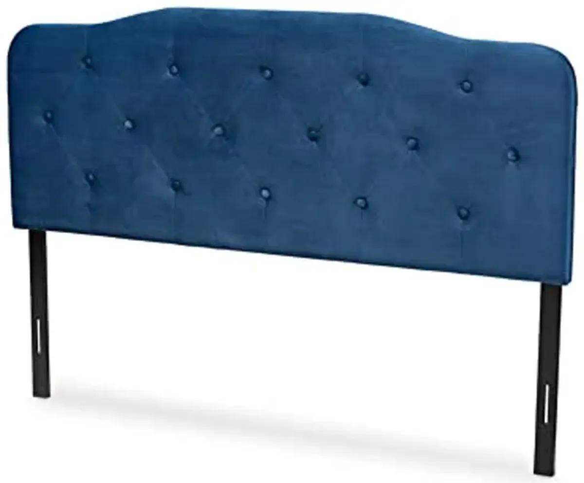 Baxton Studio Gregory Modern and Contemporary Navy Blue Velvet Fabric Upholstered King Size Headboard