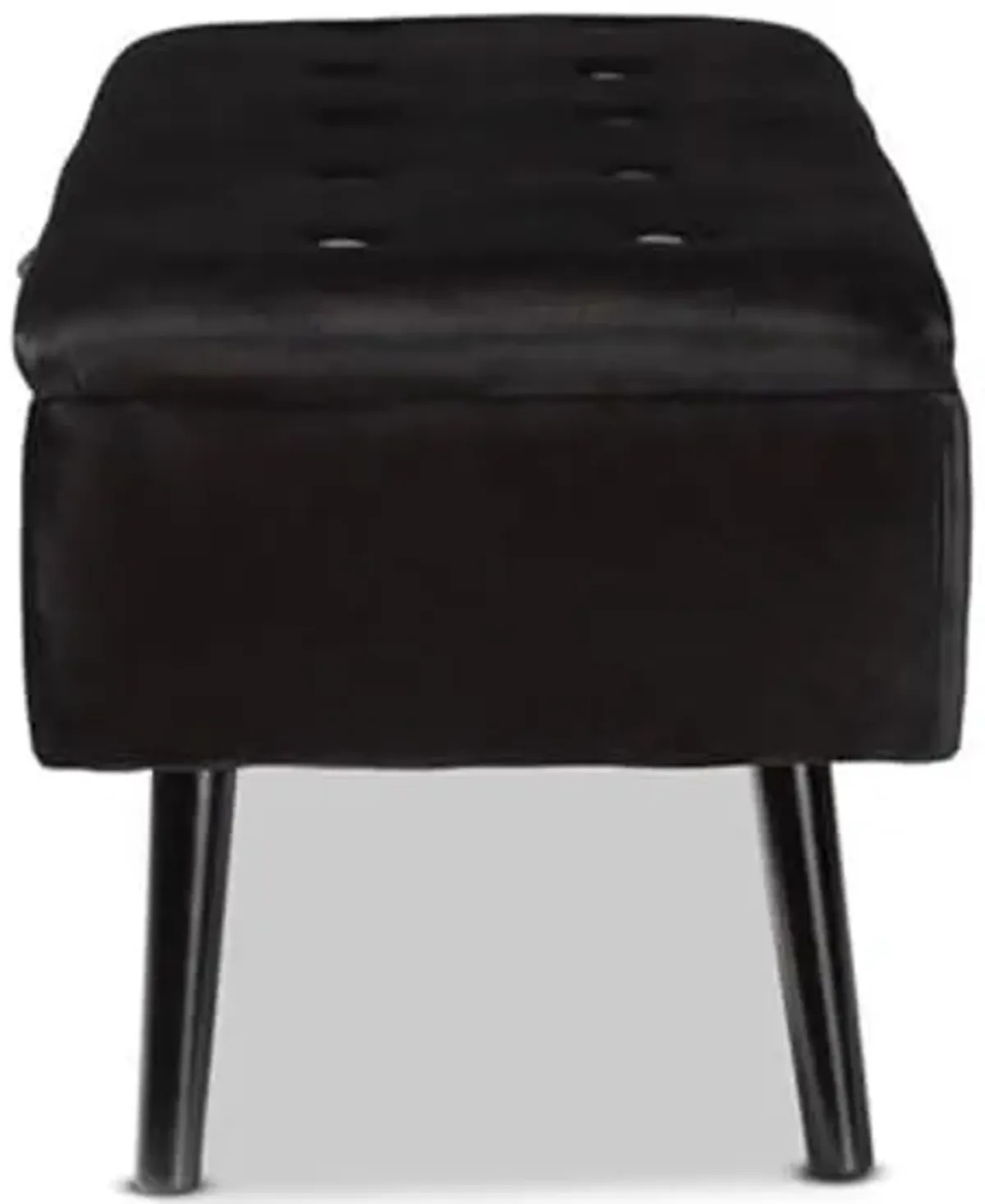 Baxton Studio Caine Modern and Contemporary Black Velvet Fabric Upholstered and Dark Brown Finished Wood Storage Bench