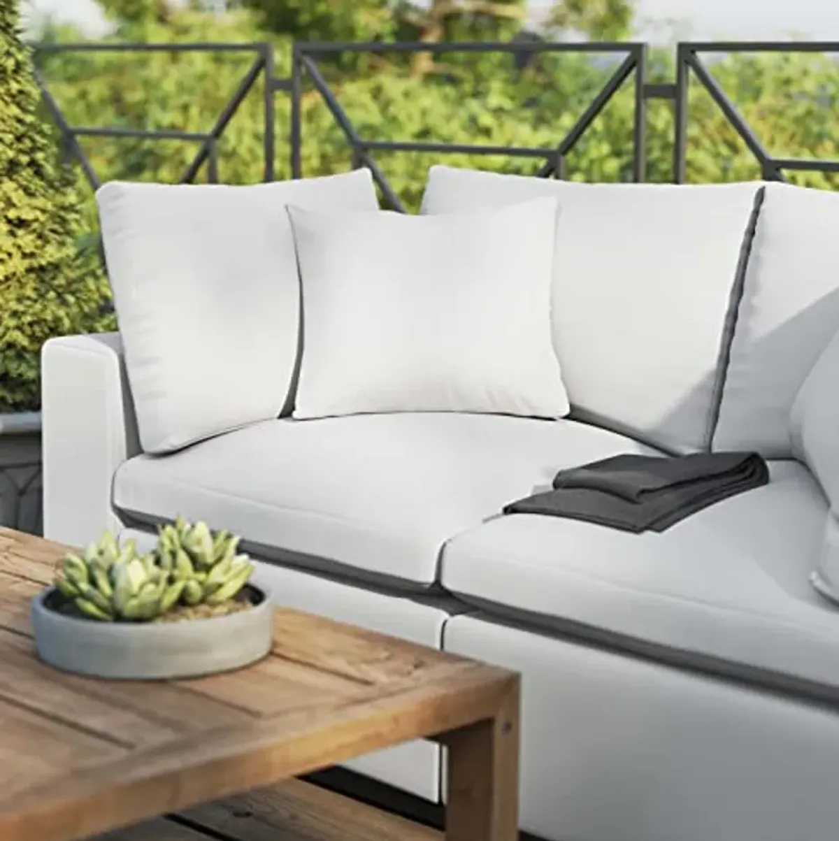 Modway EEI-5576-WHI Commix Overstuffed Outdoor Patio Loveseat, White