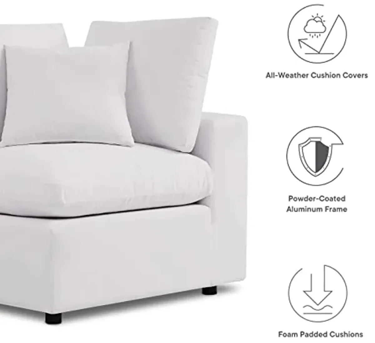 Modway EEI-5576-WHI Commix Overstuffed Outdoor Patio Loveseat, White