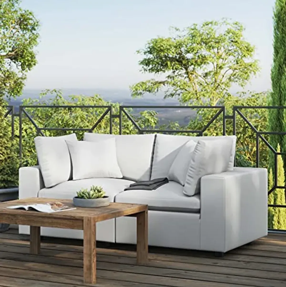 Modway EEI-5576-WHI Commix Overstuffed Outdoor Patio Loveseat, White