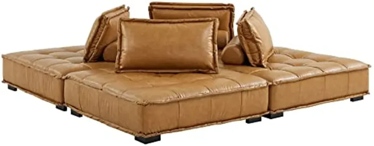 Modway Saunter, 4-Piece Sectional Sofa, Tan