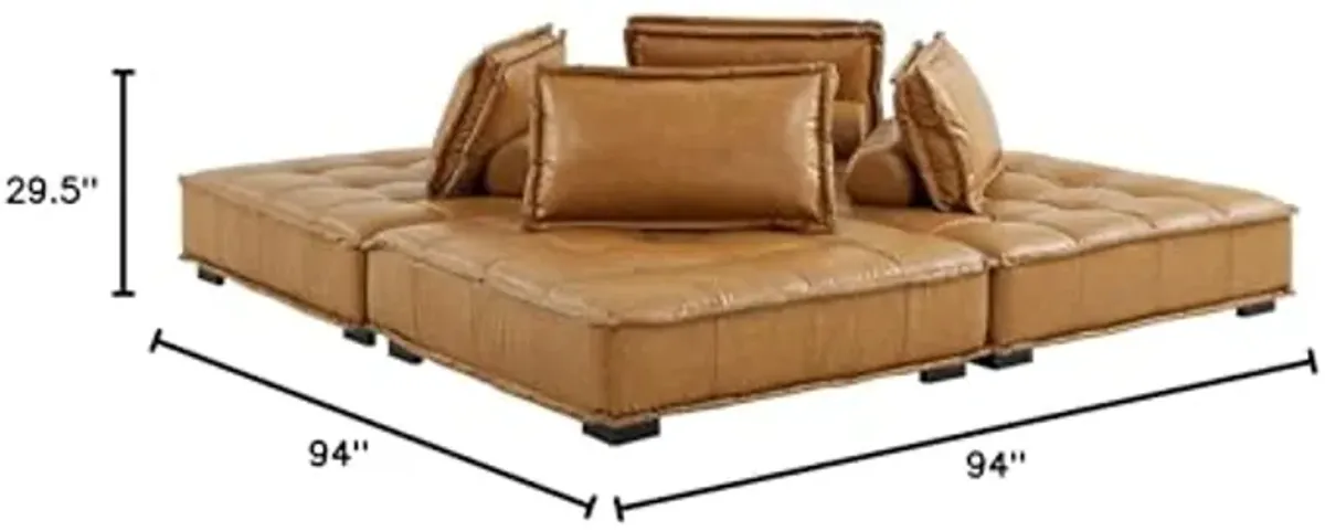 Modway Saunter, 4-Piece Sectional Sofa, Tan