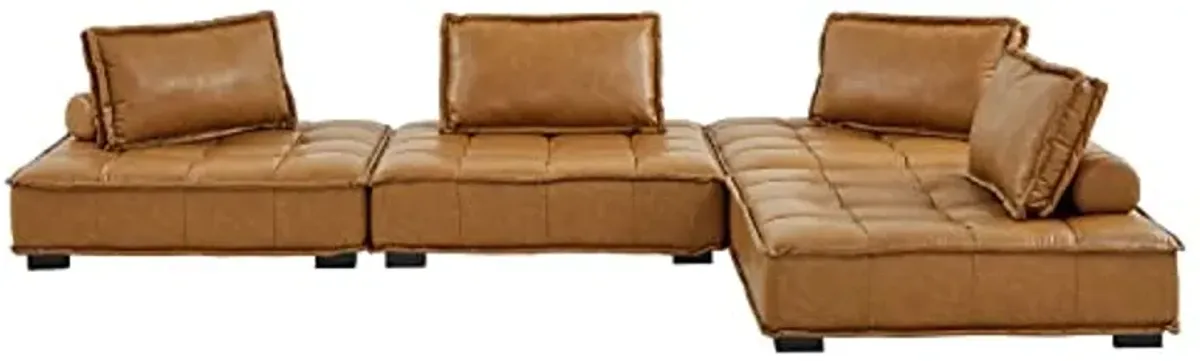 Modway Saunter, 4-Piece Sectional Sofa, Tan