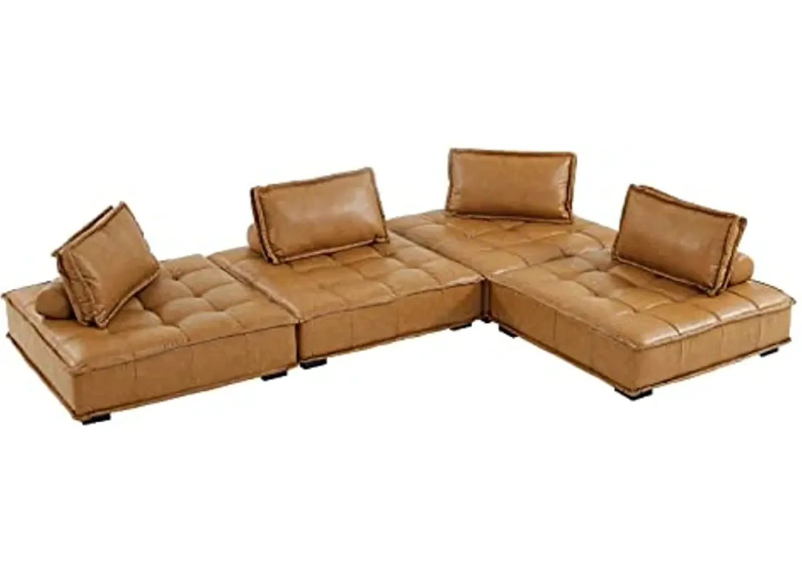 Modway Saunter, 4-Piece Sectional Sofa, Tan