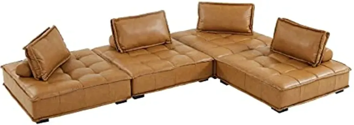 Modway Saunter, 4-Piece Sectional Sofa, Tan