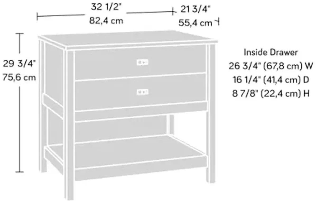 Sauder Cottage Road Lateral File Cabinet for Home Office, Open Shelf Storage, in Raven Oak