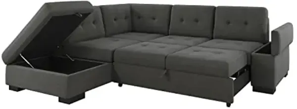 Lexicon Sectional Couches for Living Room, Sofa Bed, Sleeper Sofa, L Shaped Couch with Storage Chaise and Pull Out Couch Bed, Sectional Sleeper Sofa Bed for Living Room, Bedroom, Apartment, Dark Grey