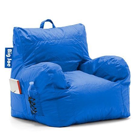 Big Joe Dorm Bean Bag Chair with Drink Holder and Pocket, Sapphire Smartmax, 3ft & Bean Refill 2Pk Polystyrene Beans for Bean Bags or Crafts, 100 Liters per Bag
