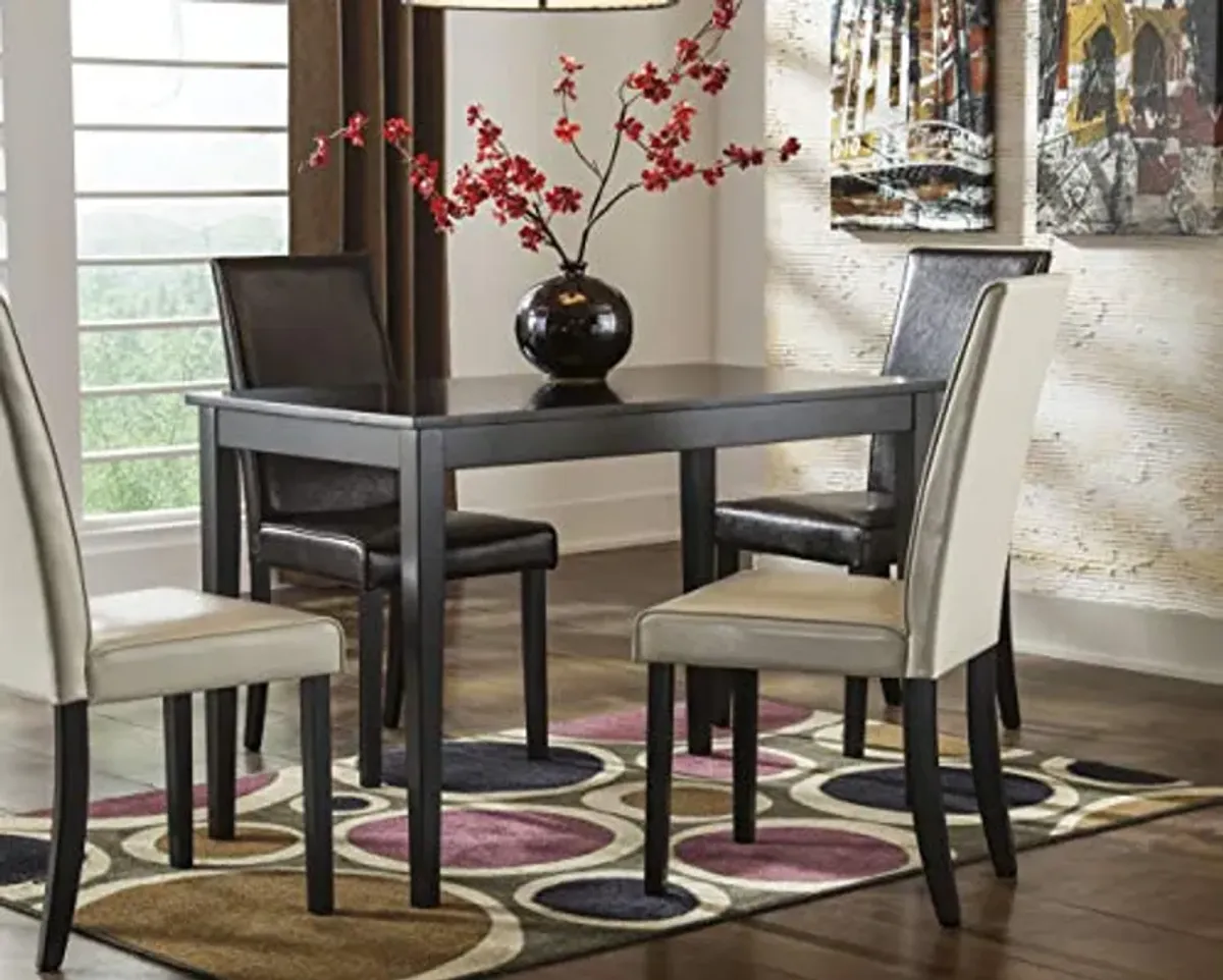 Signature Design by Ashley Owingsville Modern Farmhouse Dining Room Side Chair, Set of 2, Black and Brown & Kimonte Rectangular Dining Room Table, Black