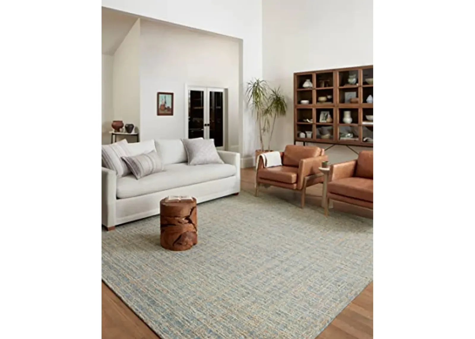 Loloi Chris Loves Julia Polly 5'-0" x 7'-6" Area Rug in Blue/Sand - Large Neutral Area Rug, Unique Patterned Rug for Living Room, Bedroom, Dining Area, Home Office