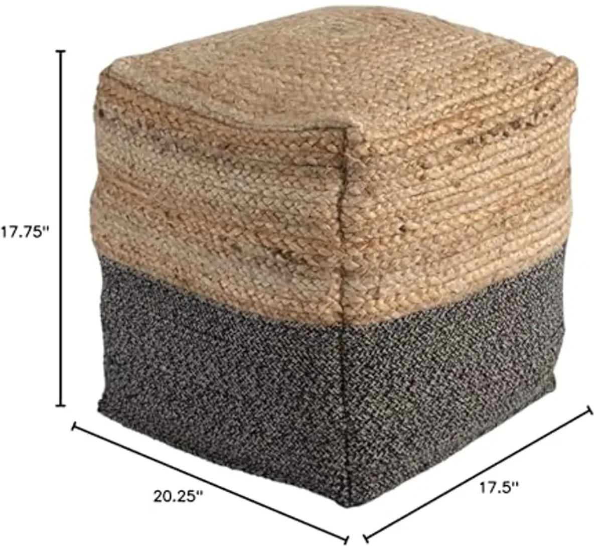 Signature Design by Ashley Sweed Valley Jute, Cotton & Farmhouse Poufs (19 x 19 Inches & 17.5 x 20.25 Inches)