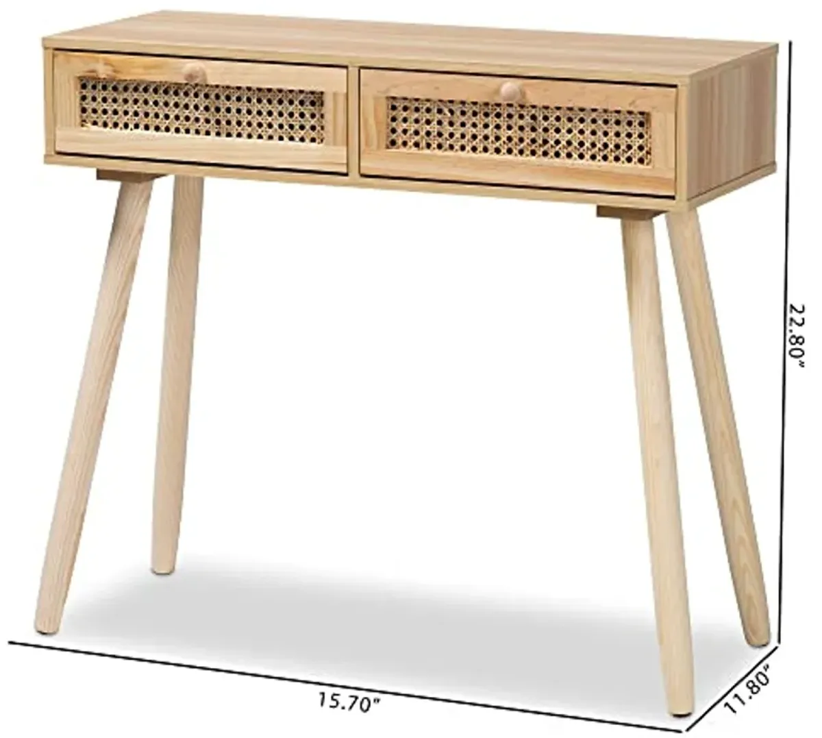 Baxton Studio Maclean Console Tables, Beige/Natural Brown