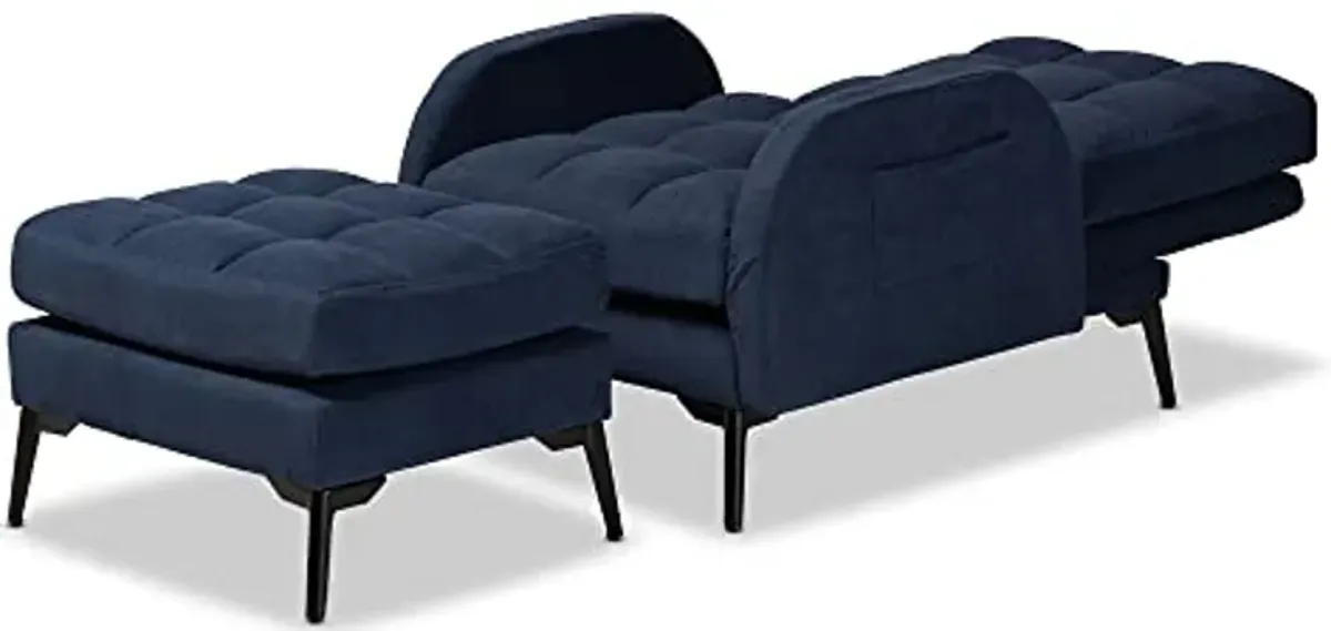 Baxton Studio Belden Living Room Set, Navy Blue/Black