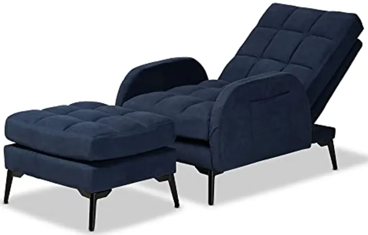 Baxton Studio Belden Living Room Set, Navy Blue/Black