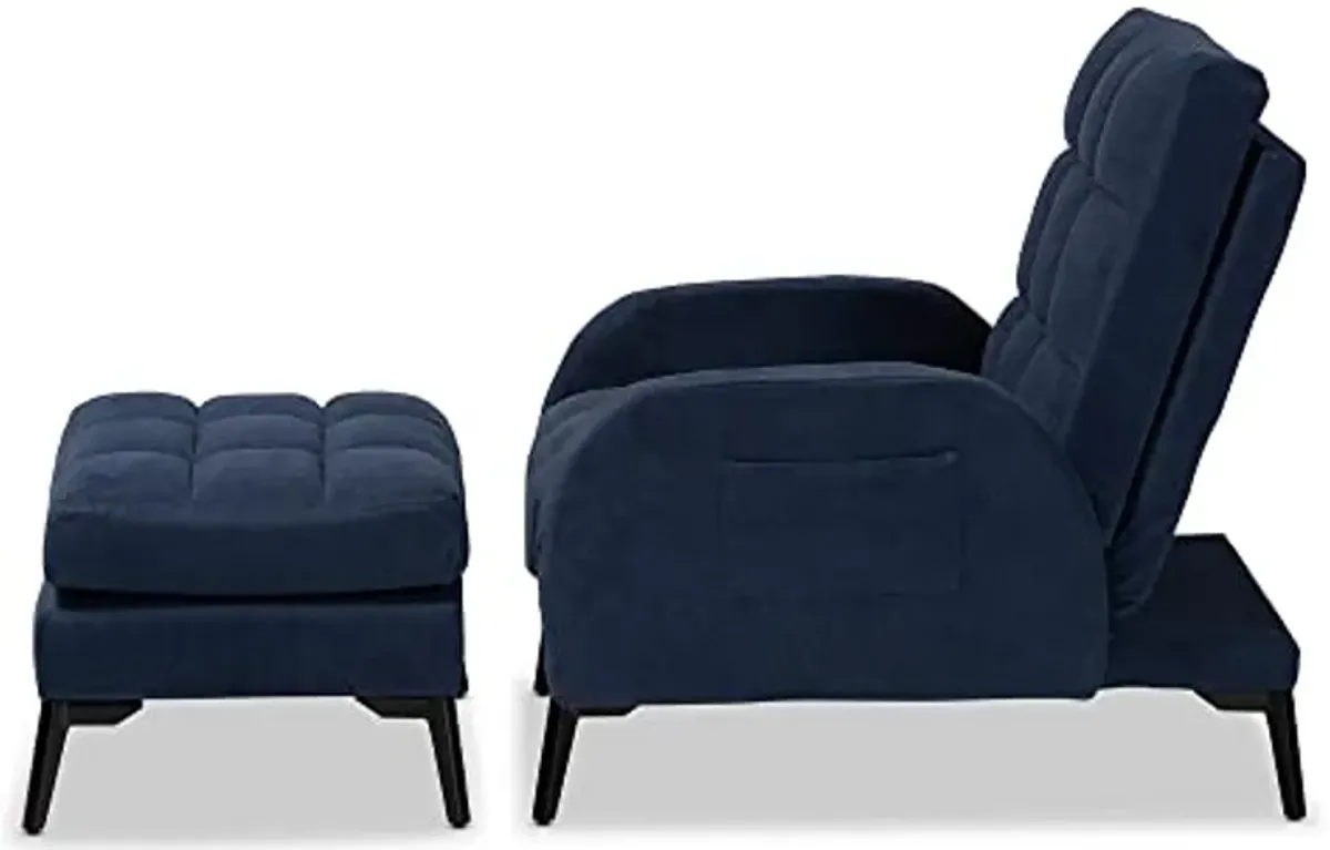 Baxton Studio Belden Living Room Set, Navy Blue/Black