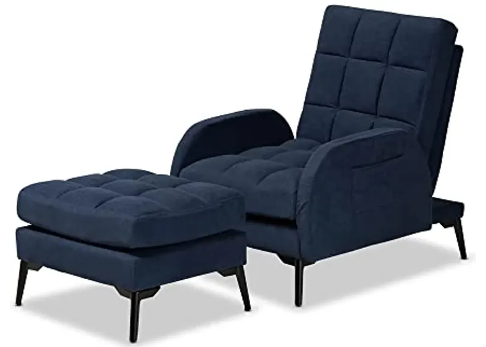 Baxton Studio Belden Living Room Set, Navy Blue/Black