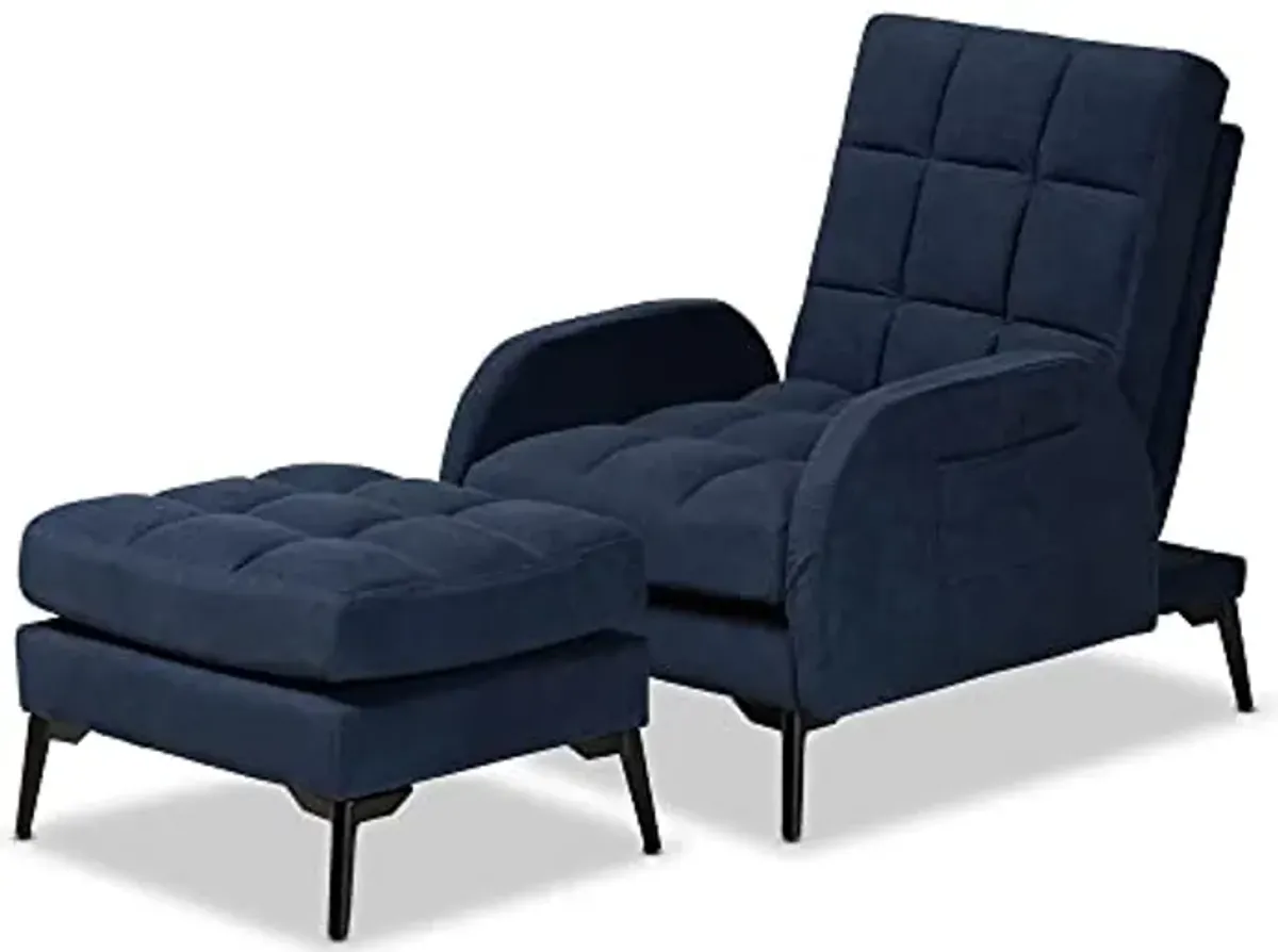 Baxton Studio Belden Living Room Set, Navy Blue/Black