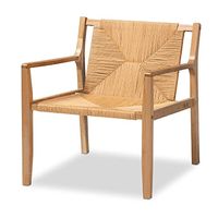 Baxton Studio Delaney Chairs, Beige/Oak Brown
