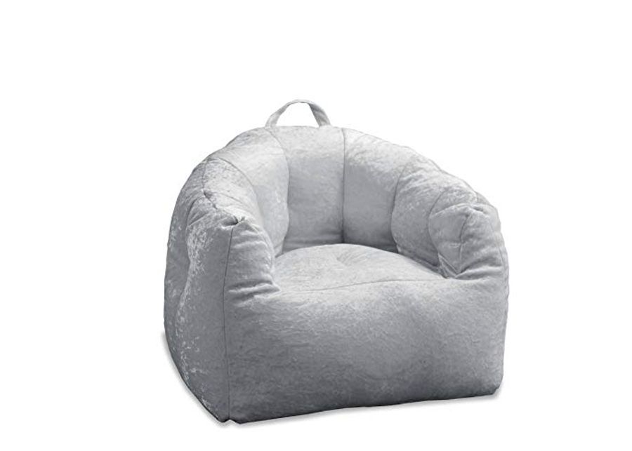 Heritage Kids Velvet Bean Bag Chair,Grey