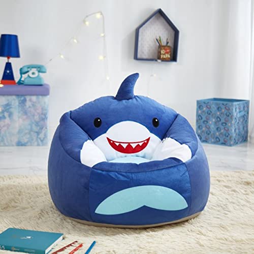 Heritage Kids Shark Round Figural Kids Bean Bag Chair , Blue, Large