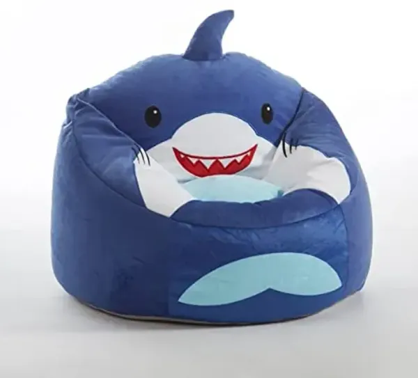 Heritage Kids Shark Round Figural Kids Bean Bag Chair , Blue, Large