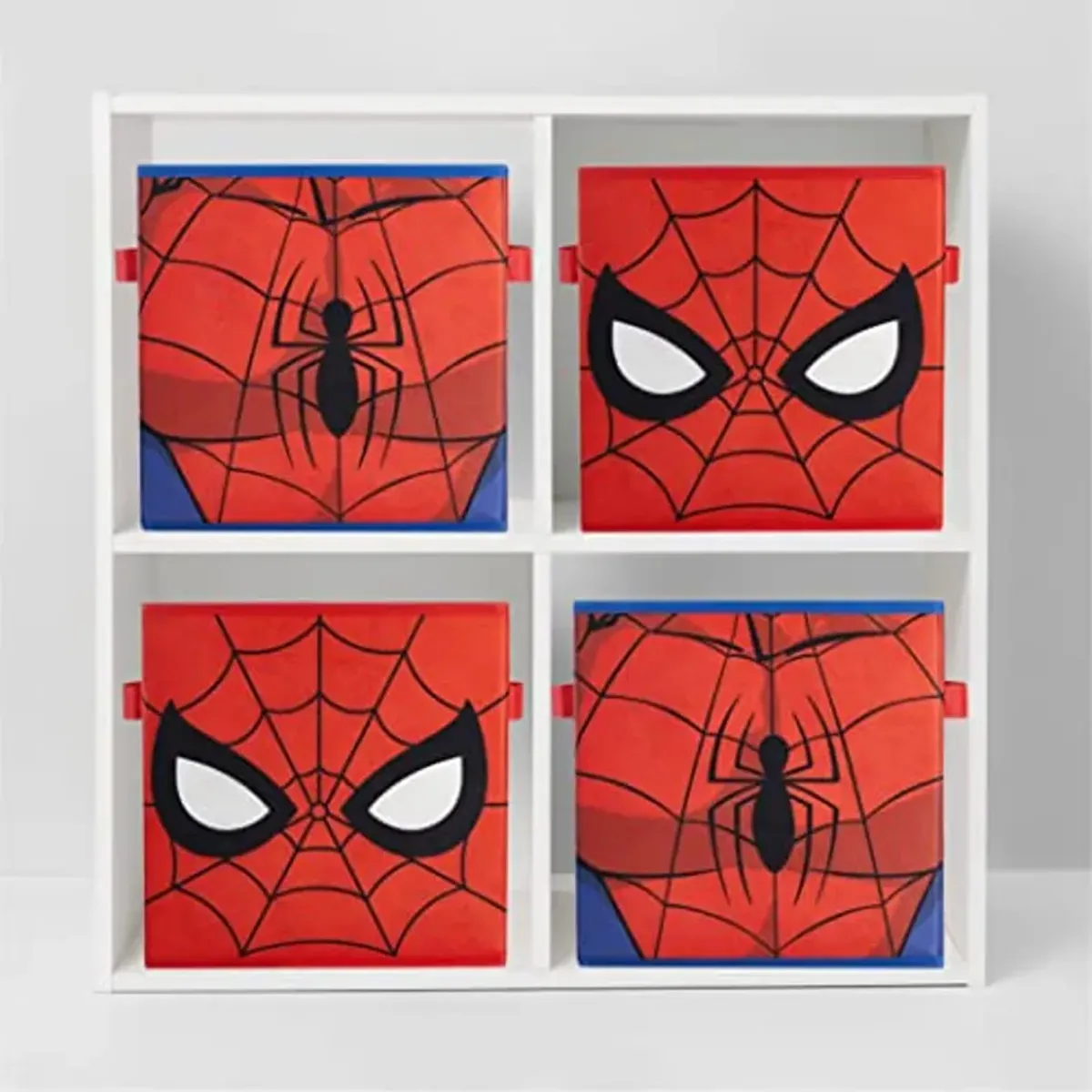 Idea Nuova Marvel Spiderman Collapsible Storage Cubes, Set of 2, 10"x10",Spiderman/Red