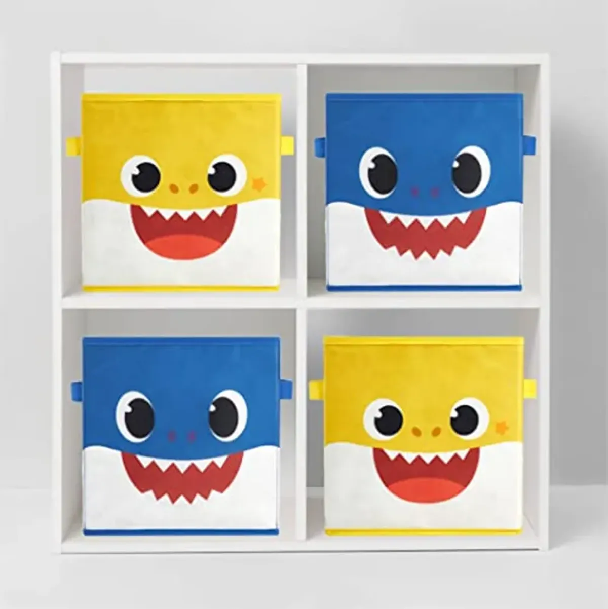 Idea Nuova Baby Shark Collapsible Storage Cubes, Set of 2, 10"x10",Baby Shark Blue/Yellow