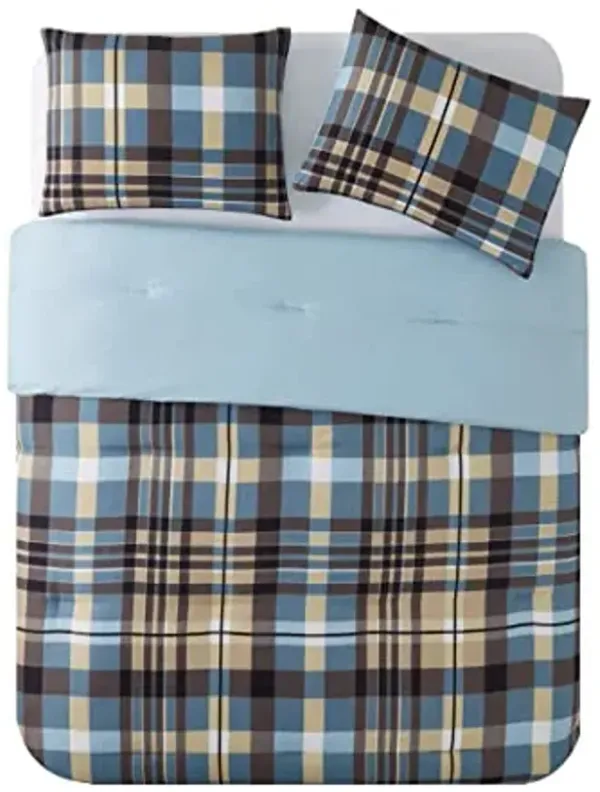 Tahari Kids - Twin Comforter Set, 2-Piece Bedding with Matching Shams, Medium Weight & Ideal for All Seasons (Kitt Plaid, Twin)