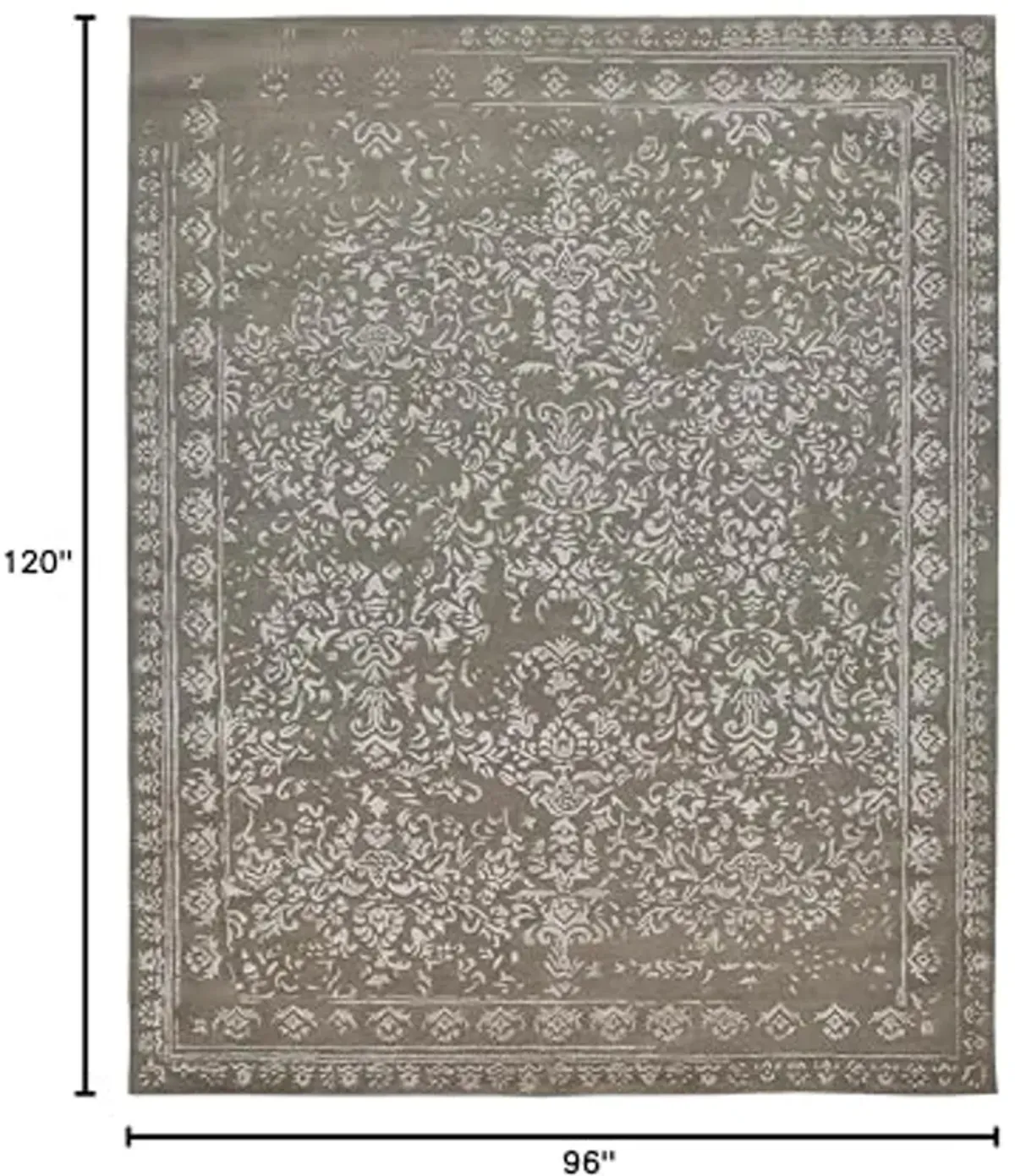 Feizy Bella High/Low Floral Wool Rug, Warm Silver Gray, 8ft x 10ft Area Rug