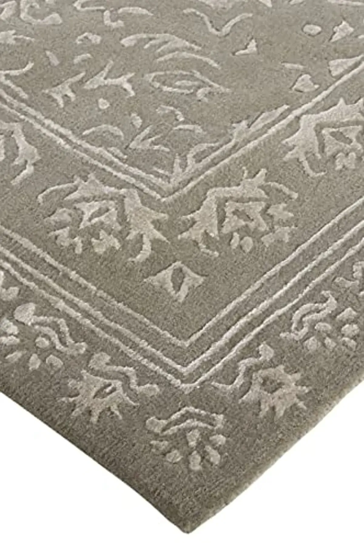 Feizy Bella High/Low Floral Wool Rug, Warm Silver Gray, 8ft x 10ft Area Rug