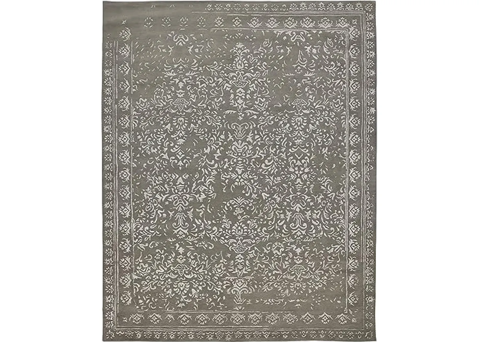 Feizy Bella High/Low Floral Wool Rug, Warm Silver Gray, 8ft x 10ft Area Rug