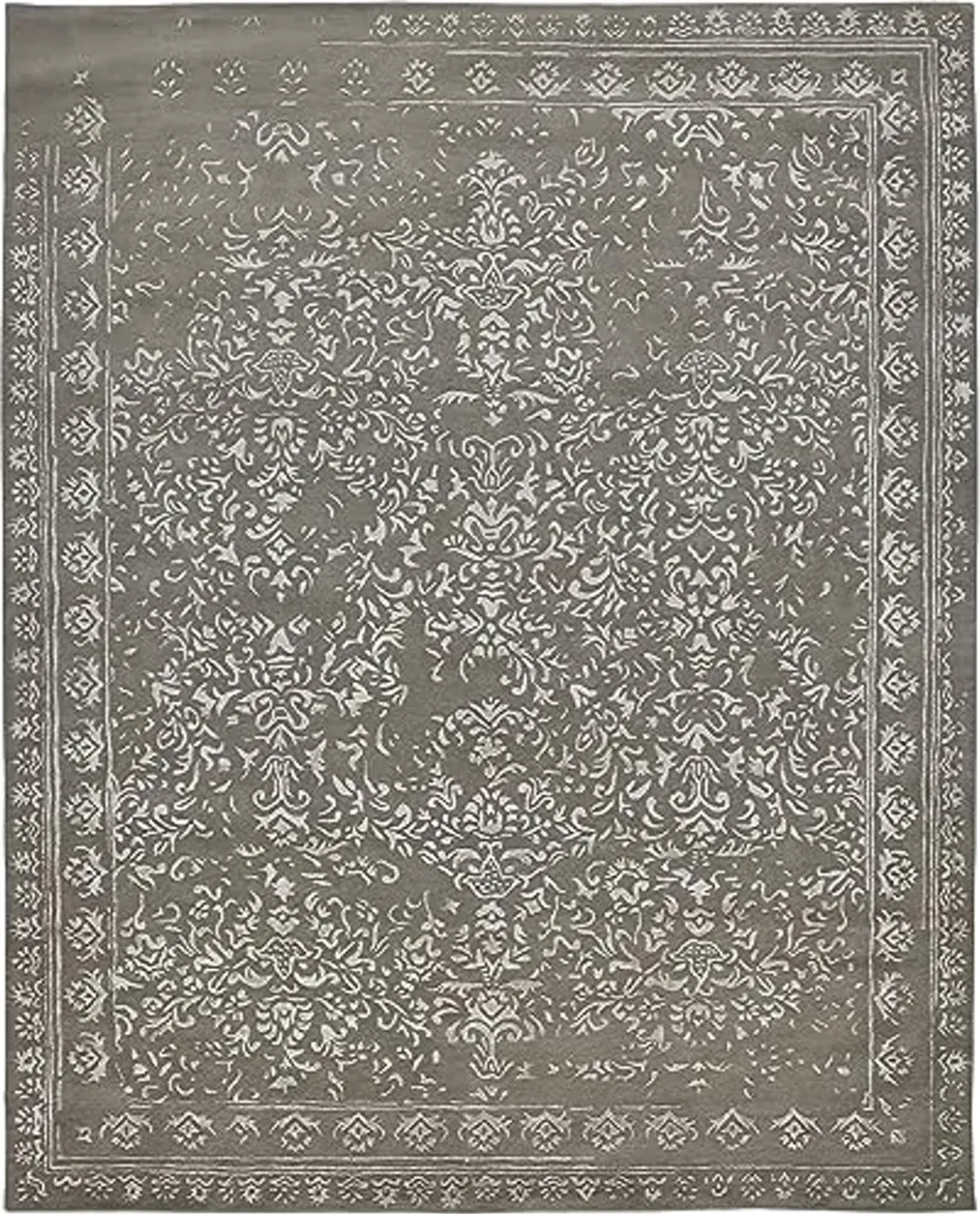 Feizy Bella High/Low Floral Wool Rug, Warm Silver Gray, 8ft x 10ft Area Rug