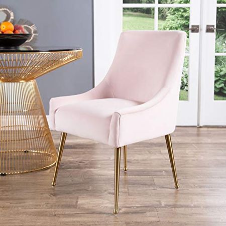 Abbyson Living Bevie Velvet Dining Chair, Blush Pink