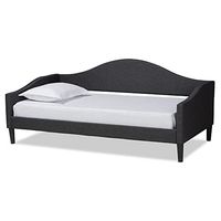 Baxton Studio Milligan Modern and Contemporary Charcoal Fabric Upholstered and Dark Brown Finished Wood Twin Size Daybed